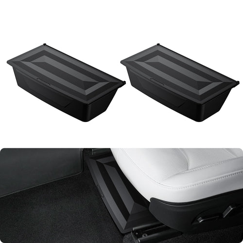 2025-2026 Tesla Model Y Juniper Under Seat Storage Box - No-Slip Hidden 2PCS | BASENOR