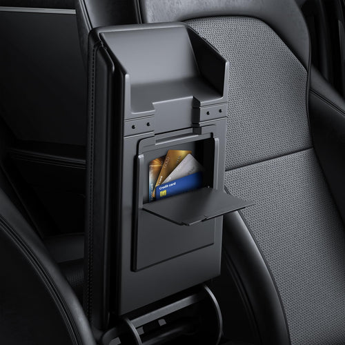 2024-2026 Tesla Model 3 Highland Armrest Hidden Storage Box - Carbon Fiber Console Organizer | BASENOR