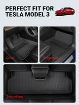 2021-2023 Tesla Model 3 Floor Mats - 3D All-Weather Anti-Slip Waterproof Trunk Liner, 4 PCS | BASENOR, view 3
