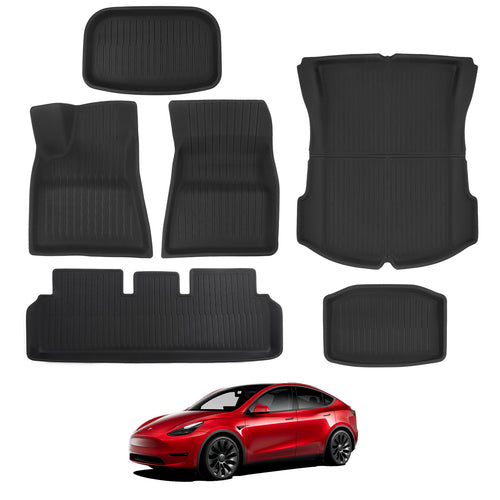 2021-2023 Tesla Model 3 Floor Mats - 3D All-Weather Anti-Slip Waterproof, Frunk & Trunk, 6 PCS | BASENOR