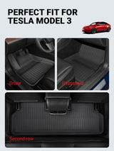 2021-2023 Tesla Model 3 Floor Mats - 3D All-Weather Anti-Slip Waterproof, Frunk & Trunk, 6 PCS | BASENOR, view 3