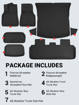 2020-2023 Tesla Model Y Floor Mats - 3D All-Weather Anti-Slip Waterproof, 5-Seat, 8 PCS | BASENOR, view 4