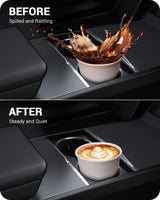 2024-2026 Tesla Model 3 Highland & 2026 Model Y Juniper Cup Holder Insert - Carbon, Fit Trenta | BASENOR, view 3