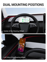 2025-2026 Tesla Model Y Juniper & Model 3 Highland Phone Mount - 360 Dual-Arm Dashboard Holder | BASENOR, view 3