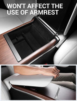 2017-2024 Tesla Model 3 & Model Y Armrest Hidden Storage - Carbon Magnetic | BASENOR, view 6