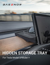 2017-2023 Tesla Model 3 & 2020-2024 Model Y Behind Screen Storage - Dashboard Hidden | BASENOR, view 4