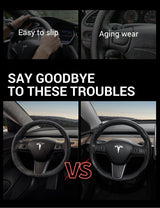 BASENOR Tesla Model 3 Model Y Steering Wheel Cover Steering Wheel Wrap Protector Anti-Slip Interior Accessories, view 4