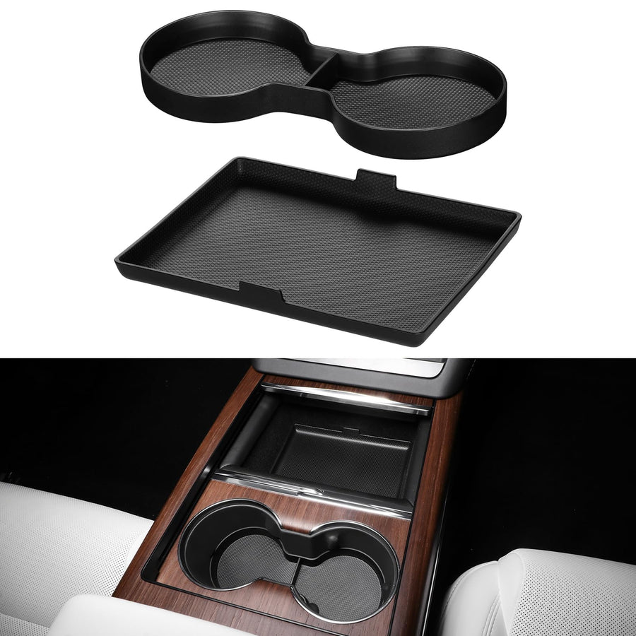 2022-2026 Tesla Model S & Model X Console Organizer Tray - TPE Cup Holder | BASENOR