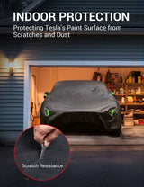 2015-2024 Tesla Model X Car Cover - All-Weather UV Protection, Charge Port & Mesh Vents, Plaid SUV | BASENOR, view 2