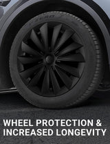 2020-2025 Tesla Model Y 19" Wheel Covers - OEM Hubcaps Black 4PCS | BASENOR, view 3