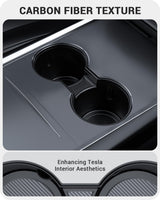 2021-2024 Tesla Model Y/3 Cup Holder Insert - Carbon Edition, Fit Trenta (Not for 2024-2026 M3) | BASENOR, view 5