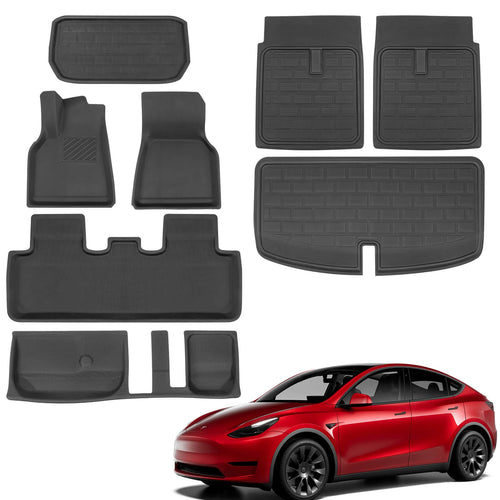 BASENOR Floor Mats 3D Full Set (for 7 Seater) for Tesla Model Y