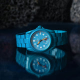 Boderry Watch Co. 3-link Blue Cerakote-Coated Titanium Bracelet | 22mm lug width,Fits only for Voyager Watch, view 4