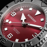 Boderry Watch Co. ADMIRAL 3-Hand No-Date - 200M Waterproof Titanium Automatic Diver Watch | Coral Red, view 2