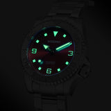 Boderry Watch Co. ADMIRAL 3-Hand No-Date - 200M Waterproof Titanium Automatic Diver Watch | Coral Red, view 3