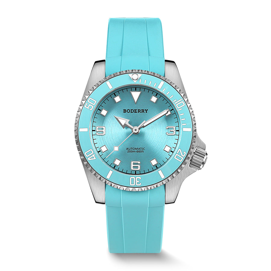 Boderry Watch Co. ADMIRAL 3-Hand No-Date - 200M Waterproof Titanium Automatic Diver Watch | Glacier Blue(Ceramic Bezel)