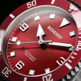 Boderry Watch Co. ADMIRAL 3-Hand No-Date - 200M Waterproof Titanium Automatic Diver Watch | Coral Red(Ceramic Bezel), view 3