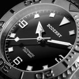 Boderry Watch Co. ADMIRAL 3-Hand No-Date - 200M Waterproof Titanium Automatic Diver Watch | Jet Black, view 2