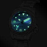 Boderry Watch Co. ADMIRAL 3-Hand No-Date - 200M Waterproof Titanium Automatic Diver Watch | Glacier Blue, view 3