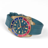 Boderry Watch Co. ADMIRAL GMT - 200M Waterproof Bronze Automatic Diver Watch | Blue, view 3