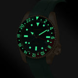 Boderry Watch Co. ADMIRAL GMT - 200M Waterproof Bronze Automatic Diver Watch | Green, view 2