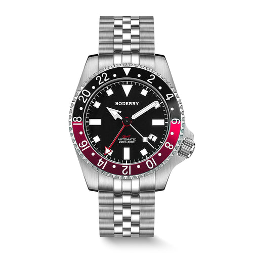 Boderry Watch Co. ADMIRAL GMT - 200M Waterproof Titanium Automatic Diver Watch | Black