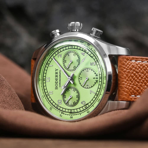Boderry Watch Co. ASYMMETRY - Mechanical Chronograph with Domed Sapphire Crystal | Avocado