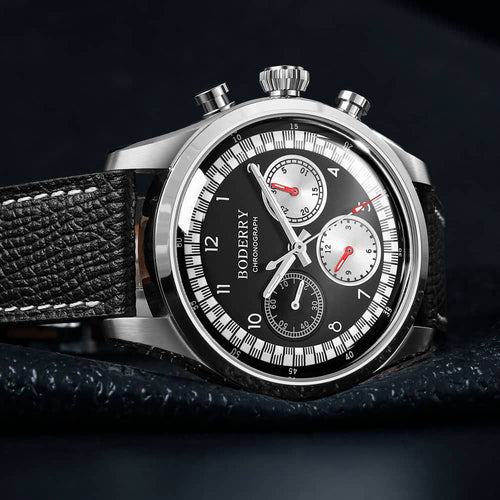 Boderry Watch Co. ASYMMETRY - Mechanical Chronograph with Domed Sapphire Crystal | Black