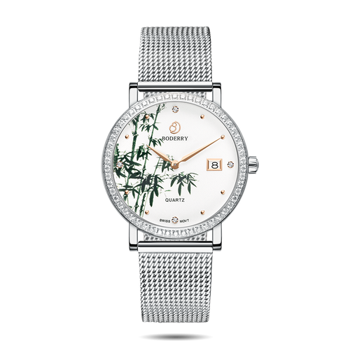 Boderry Watch Co. FLOWER - Swiss Quartz Movement Watch | Silver & Bamboo
