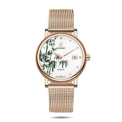 Boderry Watch Co. FLOWER - Swiss Quartz Movement Watch | Rose Gold & Bamboo