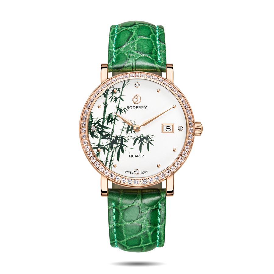 Boderry Watch Co. FLOWER - Swiss Quartz Movement Watch| Rose Gold & Bamboo