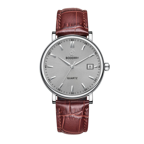 Boderry Watch Co. CLASSIC 40MM - Swiss Quartz Movement Watch | Silver & Grey Dial