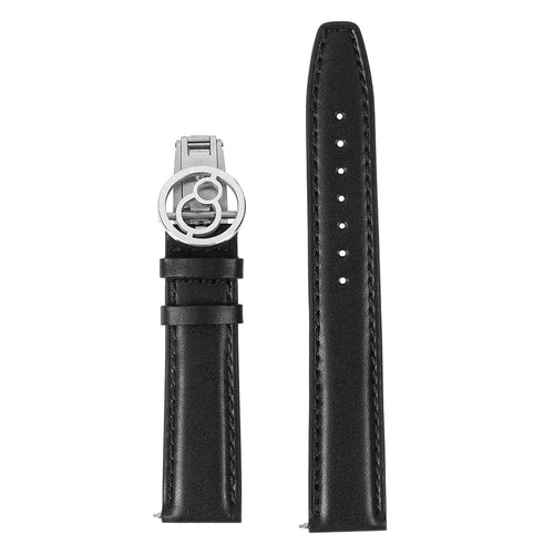 Boderry Watch Co. Black/Black(Strap Back) Genuine Leather Strap with Spring Buckle | Suitable for all watches with 20mm lug width