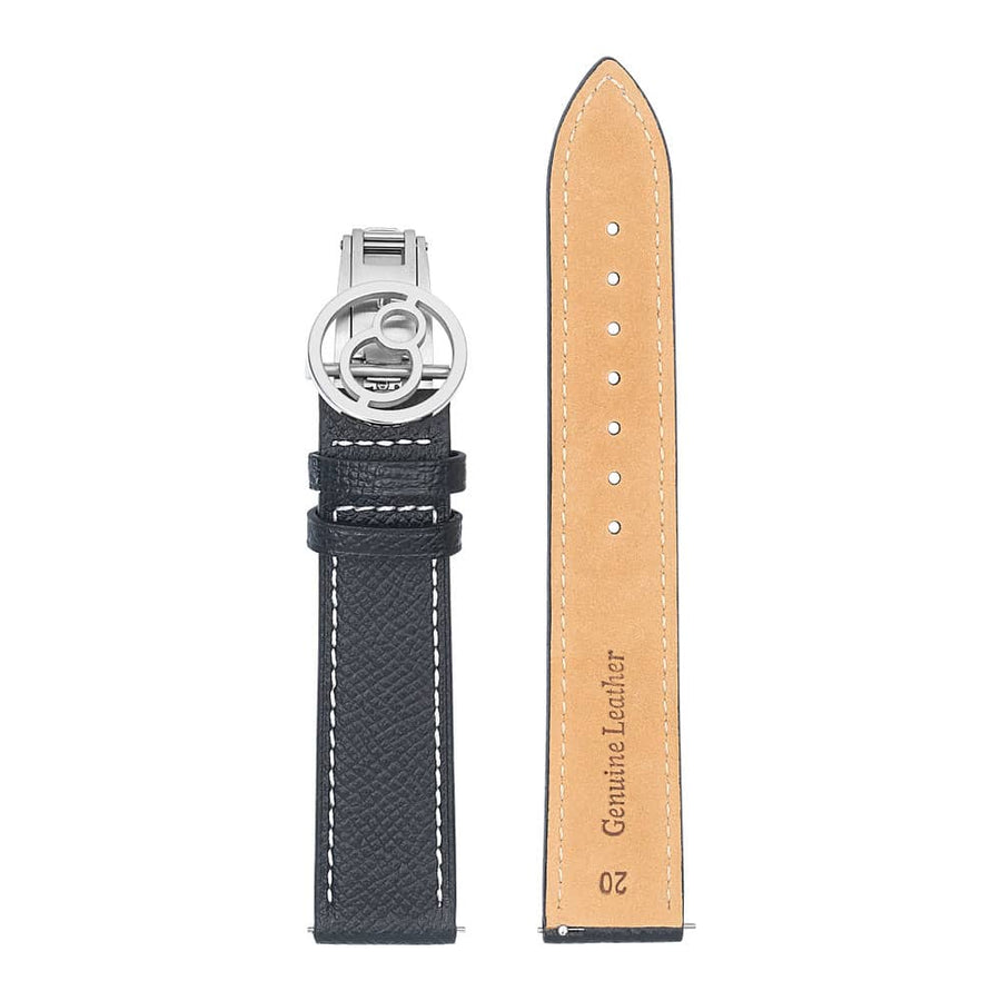 Boderry Watch Co. Black Lychee-grain Cowhide Strap with Spring Buckle | Suitable for all watches with 20mm lug width