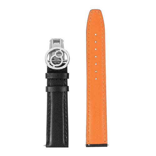 Boderry Watch Co. Black/Orange(Strap Back) Genuine Leather Strap with Spring Buckle | Suitable for all watches with 20mm lug width