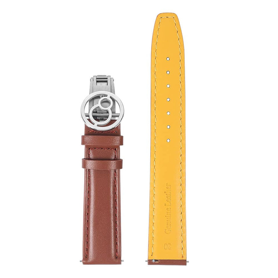 Boderry Watch Co. Brown Genuine Leather Strap with Spring Buckle | Suitable for all watches with 20mm lug width