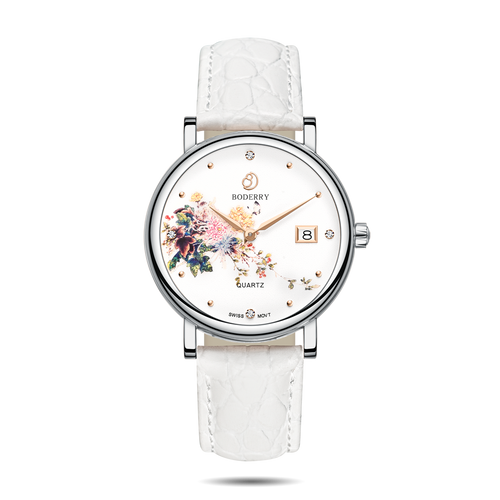 Boderry Watch Co. FLOWER - Swiss Quartz Movement Watch | Silver & Chrysanth