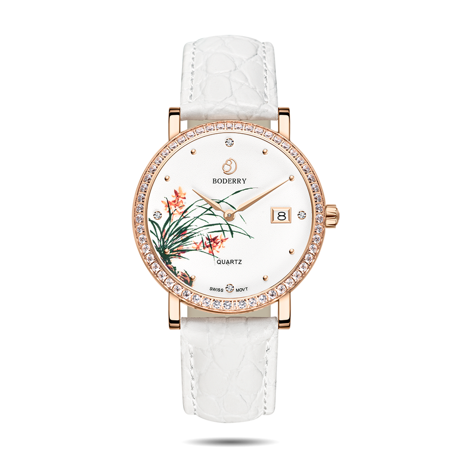 Boderry Watch Co. FLOWER - Swiss Quartz Movement Watch | Rose Gold & Chrysanth