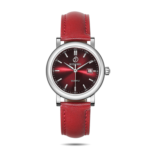 Boderry Watch Co. CLASSIC 32MM - Swiss Quartz Movement Watch | Silver & Claret