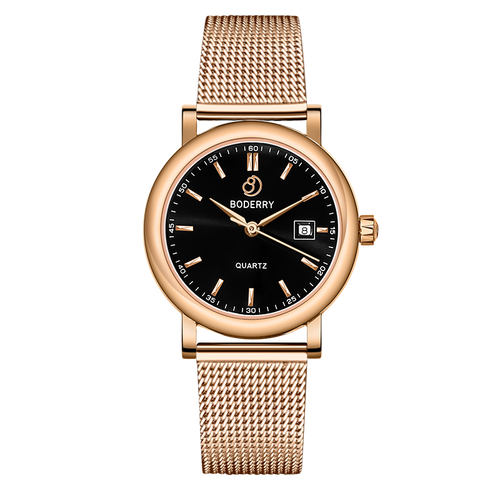 Boderry Watch Co. CLASSIC 32MM - Swiss Quartz Movement Watch | Rose Gold & Black