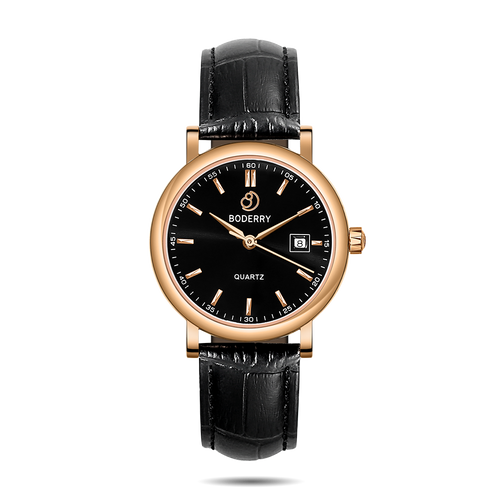 Boderry Watch Co. CLASSIC 36MM - Swiss Quartz Movement Watch | Rose Gold & Black