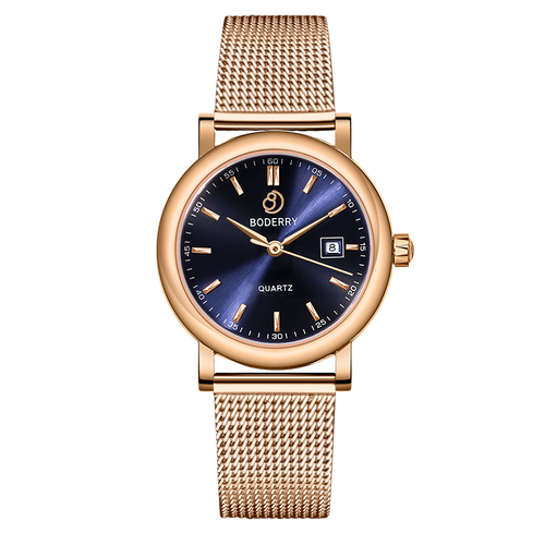 Boderry Watch Co. CLASSIC 32MM - Swiss Quartz Movement Watch | Rose Gold & Blue