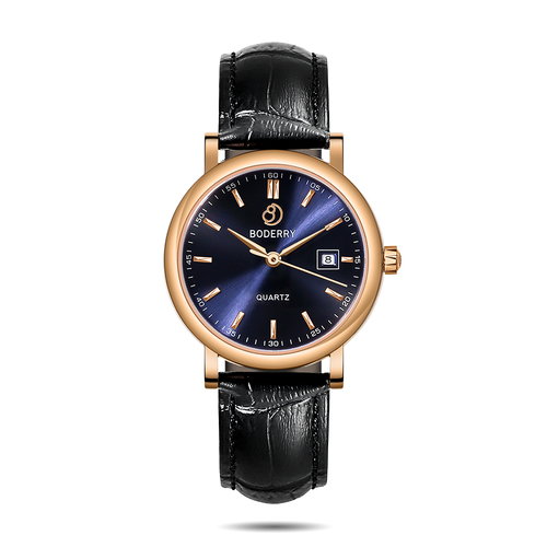 Boderry Watch Co. CLASSIC 36MM - Swiss Quartz Movement Watch | Rose Gold & Blue