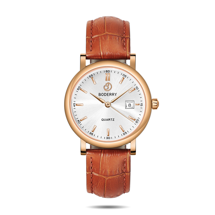Boderry Watch Co. CLASSIC 36MM - Swiss Quartz Movement Watch | Rose Gold & White