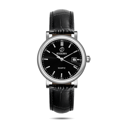 Boderry Watch Co. CLASSIC 36MM - Swiss Quartz Movement Watch | Silver & Black