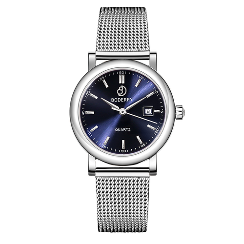 Boderry Watch Co. CLASSIC 32MM - Swiss Quartz Movement Watch | Silver & Blue