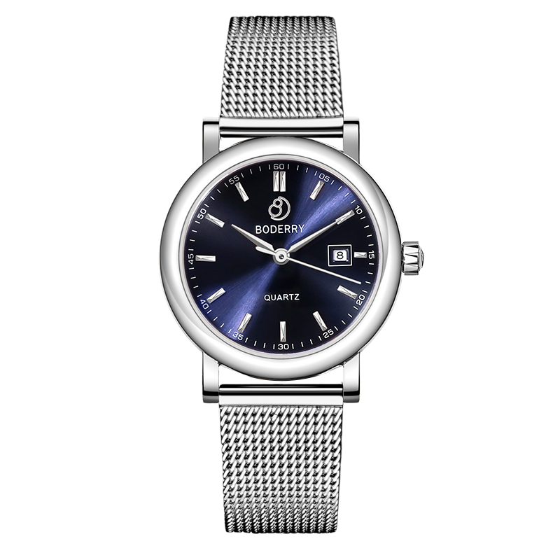 Boderry Watch Co. CLASSIC 32MM - Swiss Quartz Movement Watch | Silver & Blue