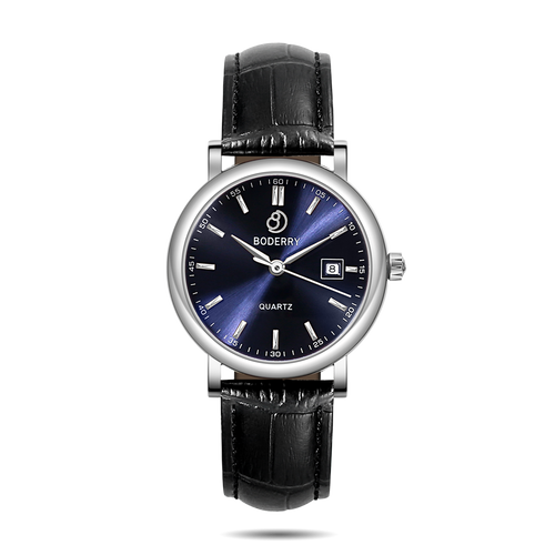 Boderry Watch Co. CLASSIC 36MM - Swiss Quartz Movement Watch | Silver & Blue