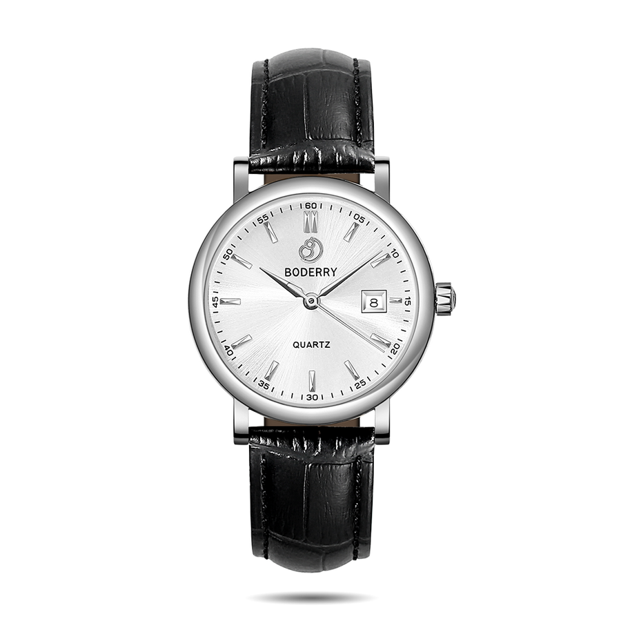 Boderry Watch Co. CLASSIC 36MM - Swiss Quartz Movement Watch | Silver & White