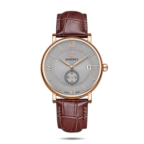Boderry Watch Co. ELEGANT - Swiss Quartz Movement Watch | Rose Gold & Grey Dial